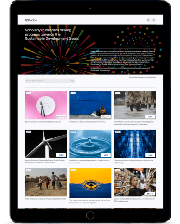 Royal Society of Chemistry and American Society of Civil Engineers choose Kudos and Impact Science to Showcase Sustainable Development Goals-related research