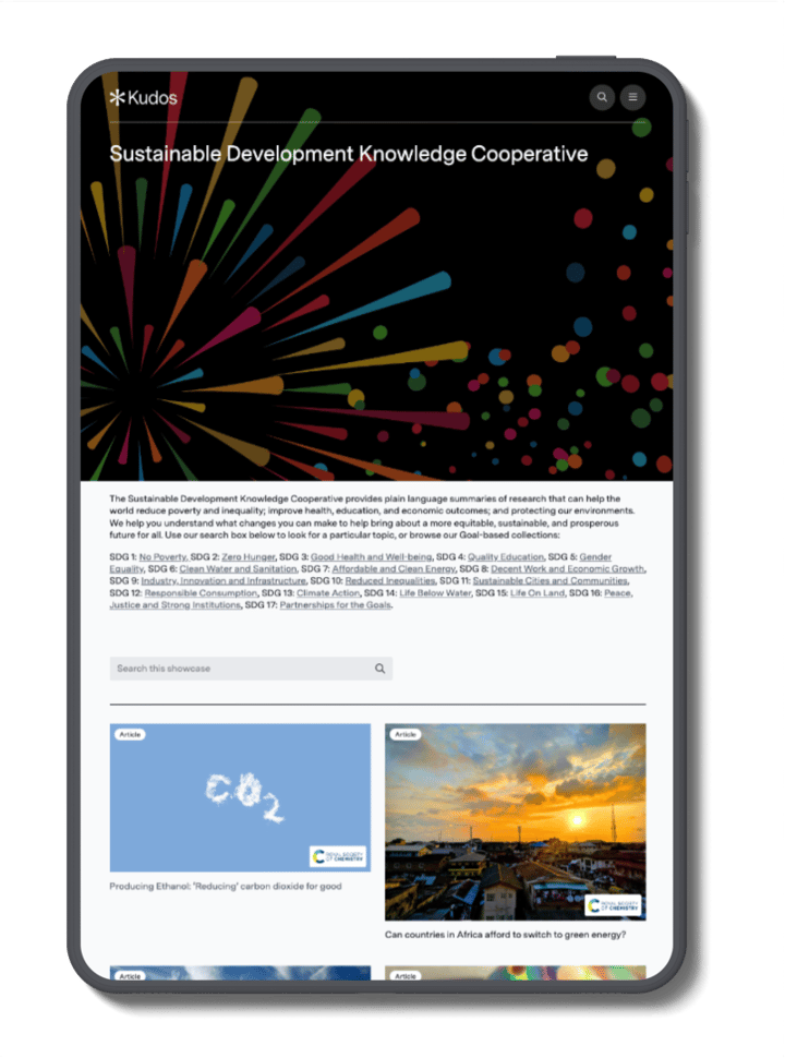 Kudos and Impact Science launch Sustainable Development Knowledge Showcase